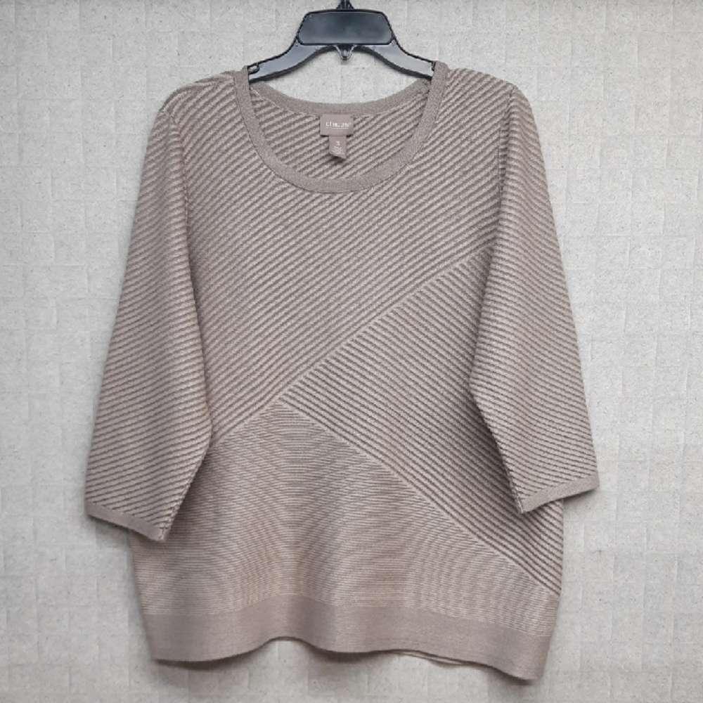 Chico's Taupe Ribbed Sweater